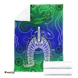 Torres Strait Islands Premium Blanket Aboriginal Art Lizard Symbol Peace