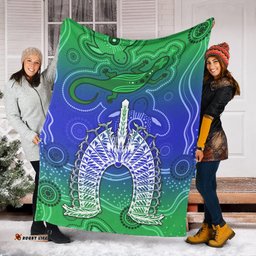 Torres Strait Islands Premium Blanket Aboriginal Art Lizard Symbol Peace