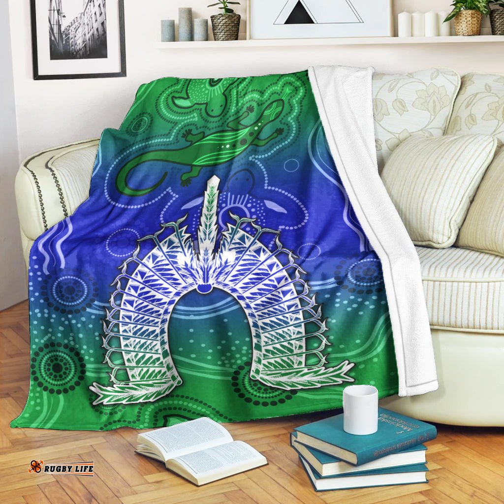 Torres Strait Islands Premium Blanket Aboriginal Art Lizard Symbol Peace