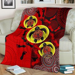 Premium Blanket Aboriginal Dot Painting Blanket Turtle