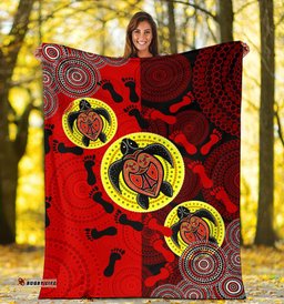 Premium Blanket Aboriginal Dot Painting Blanket Turtle
