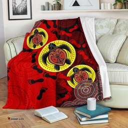 Premium Blanket Aboriginal Dot Painting Blanket Turtle