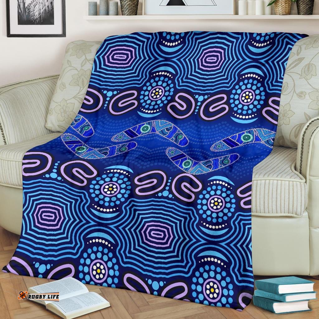 ABoriginal Premium Blanket Boomerangs And Dot Painting Art Ver02