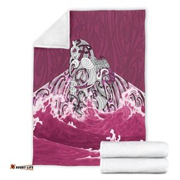 Maori Manaia The Blue Sea Premium Blanket, Pink