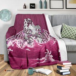 Maori Manaia The Blue Sea Premium Blanket, Pink