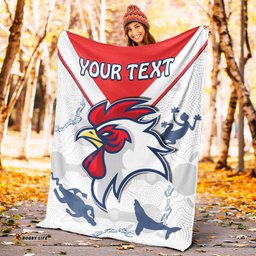 Custom Personalised Roosters Premium Blanket Sydney Indigenous Version White