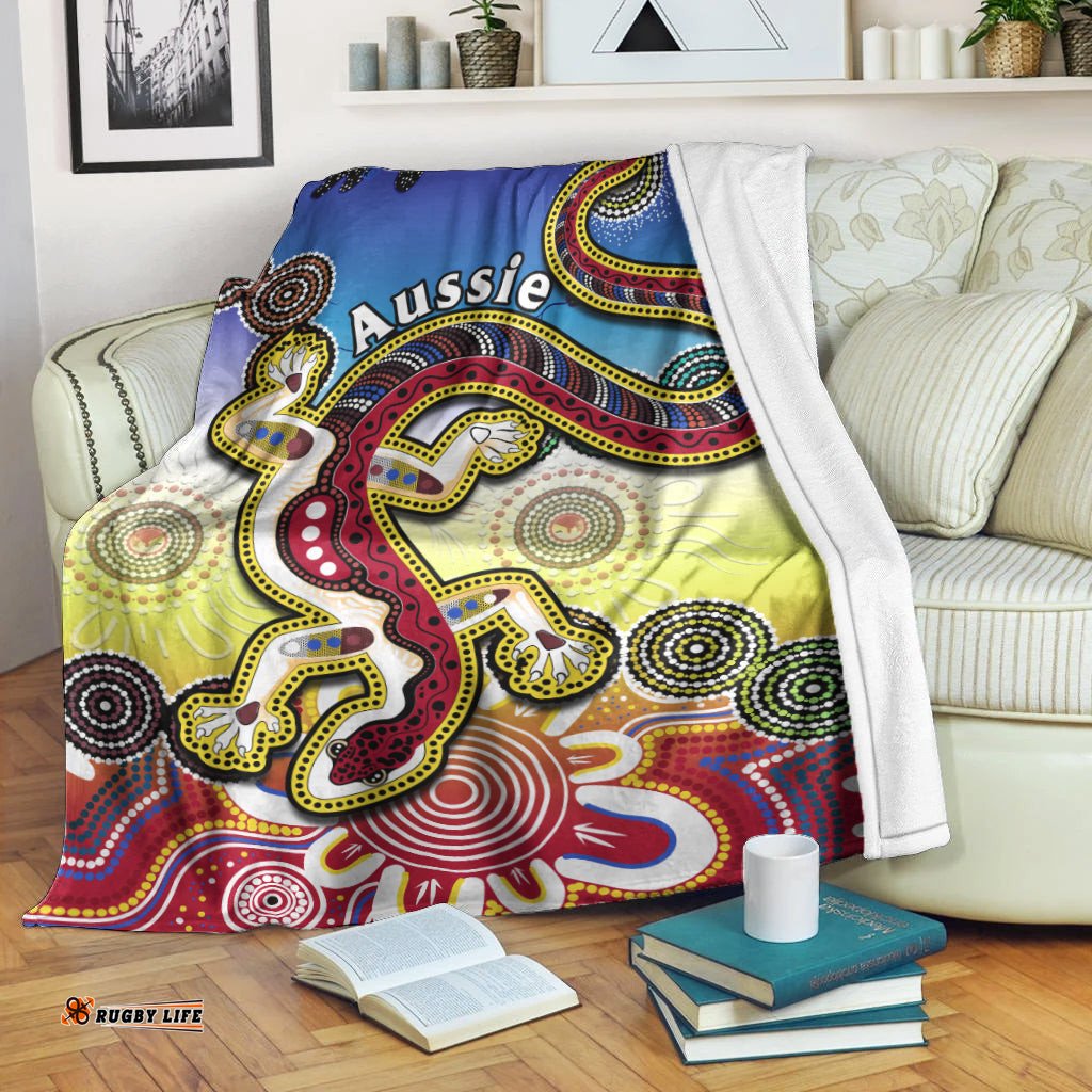 Australia Premium Blanket Indigenous Red Lizard Love Aussie Artsy