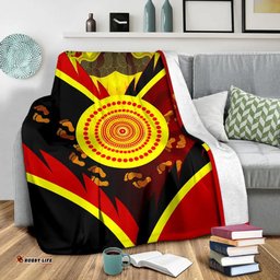 Amazing Aussie Australia Aboriginal Inspired Indigenous Flag With Footprint Hand Art Blanket