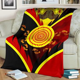 Amazing Aussie Australia Aboriginal Inspired Indigenous Flag With Footprint Hand Art Blanket