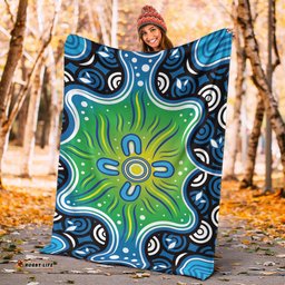 Australia Aboriginal Inspired Blanket - Blue Aboriginal Dot Artwork
