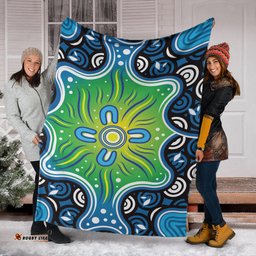 Australia Aboriginal Inspired Blanket - Blue Aboriginal Dot Artwork