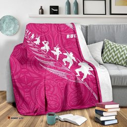 Rugby Haka Fern Premium Blanket Pink
