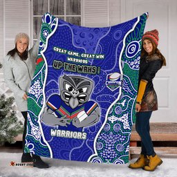 New Zealand Warriors Grand Final Custom Blanket - Custom New Zealand Warriors With Contemporary Style Of Aboriginal Painting  Blanket