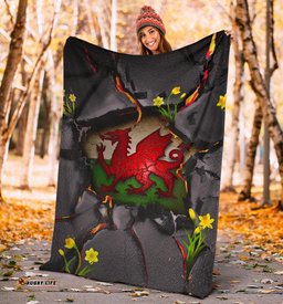 Wales Premium Blanket Welsh Dragon Daffodil Lava