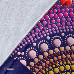 Amazing Aussie Australia Aboriginal Inspired Sunset Over The Sea And Kangaroo Dot Painting Blanket