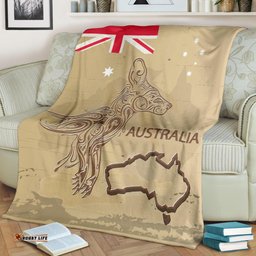 premium blanket kangaroo blanket vintage aus flag map