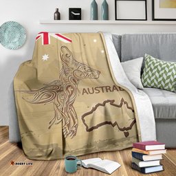 premium blanket kangaroo blanket vintage aus flag map