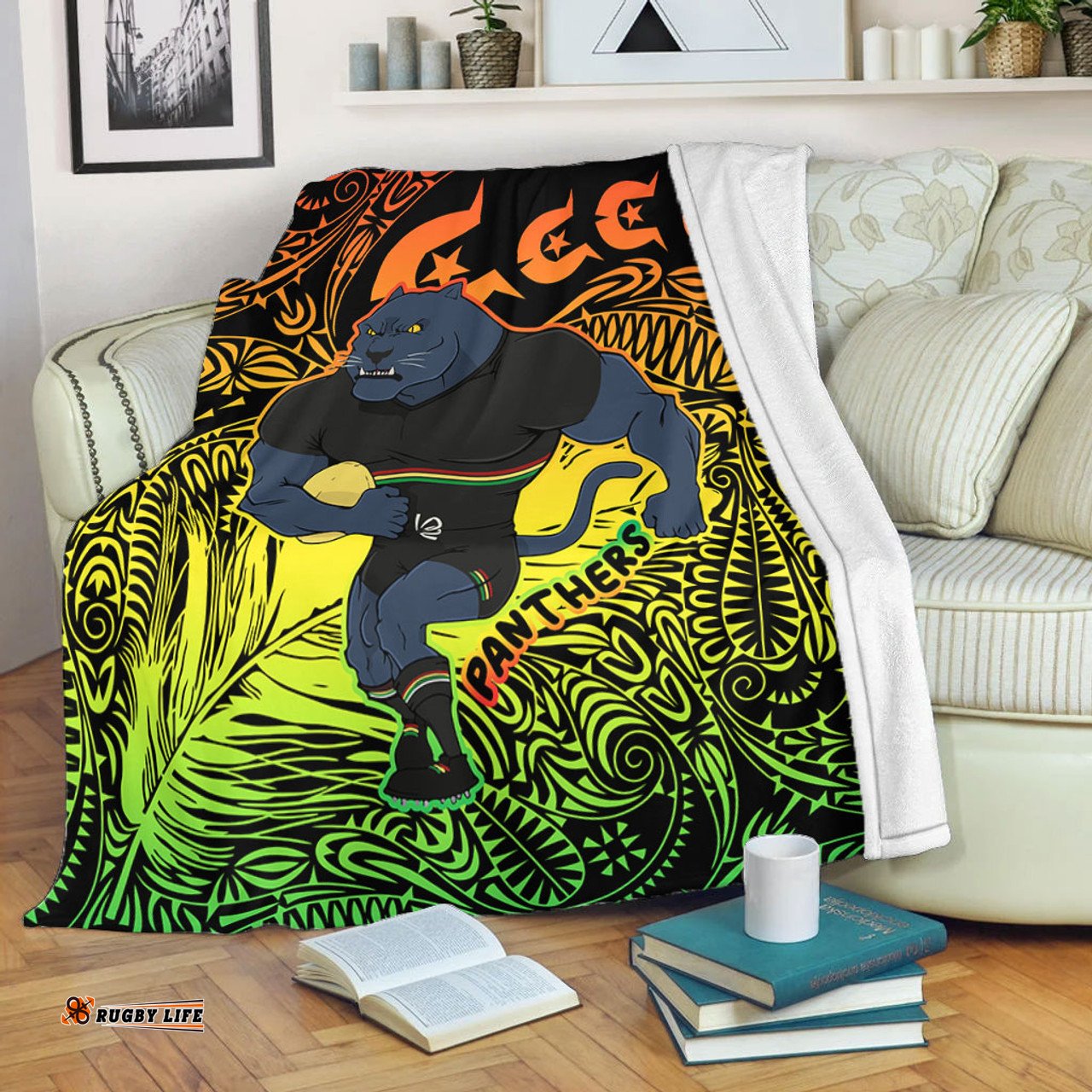 Penrith Panthers Torres Strait Islands Blanket - Torres Strait Islanders Patterns with Penrith Panthers Blanket