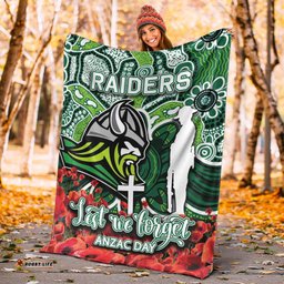 Raiders Premium Blanket ANZAC Day Poppy Flowers With Aboriginal