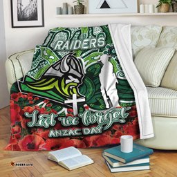 Raiders Premium Blanket ANZAC Day Poppy Flowers With Aboriginal