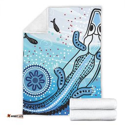 Australia Crocodile Blanket - Aboriginal Dot Artwork With Crocodile Blanket
