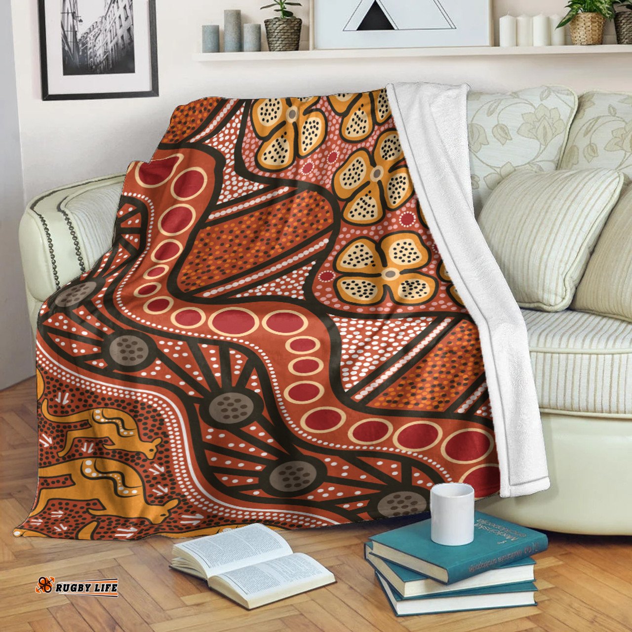 Amazing Aussie Australia Aboriginal Inspired Aboiginal Inspired Dot Painting Style Blanket