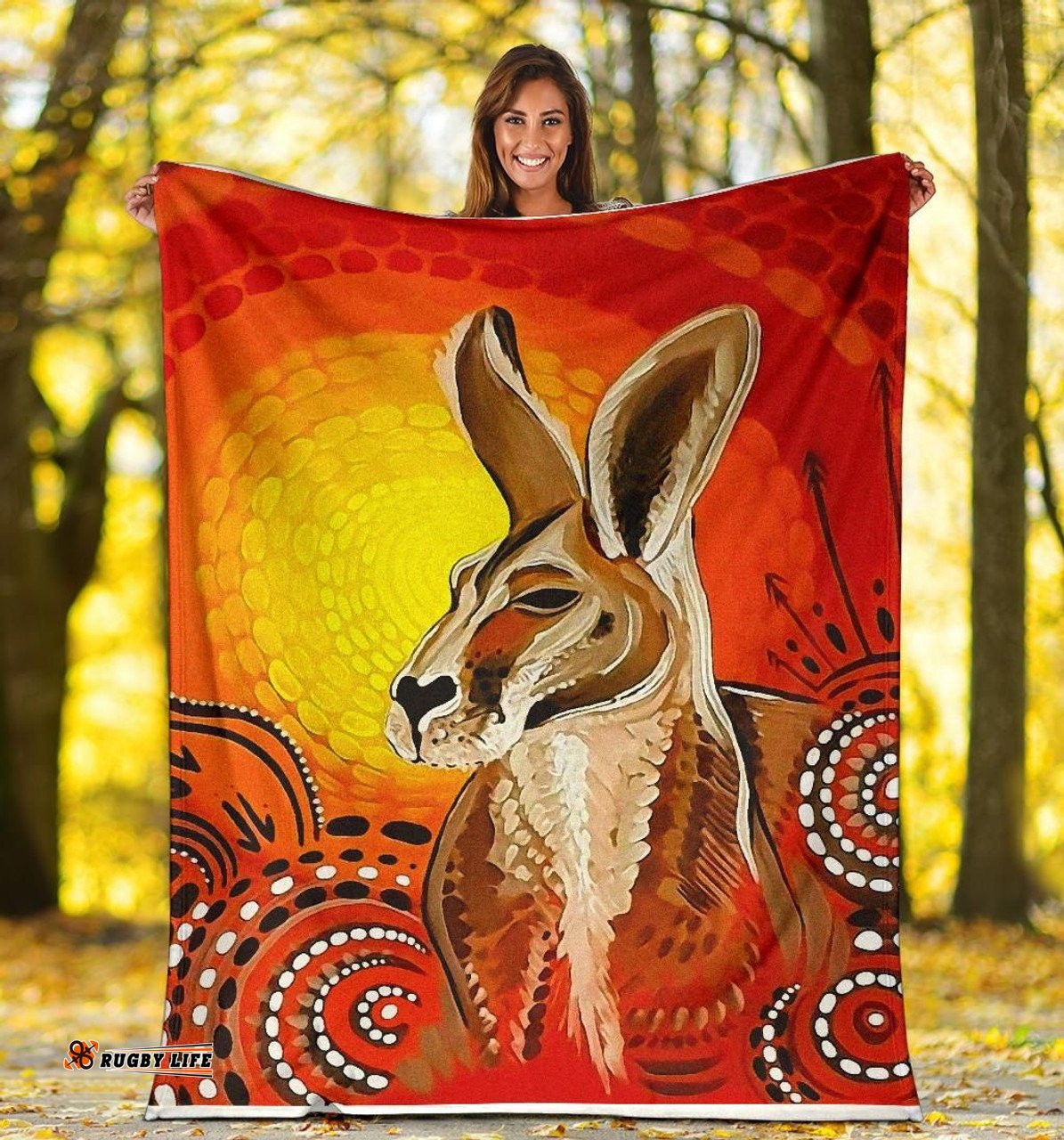 Amazing Aussie Australia Kangaroo Aboriginal Inspired Patterns Blanket