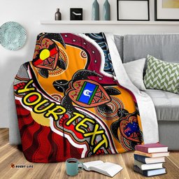 Custom Premium Blanket Australia Aboriginal Dots With Turtle and NAIDOC Flags