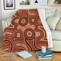 Australia Dot Painting Inspired Aboriginal Blanket - Brown Aboriginal Australian Art With Boomerang Blanket