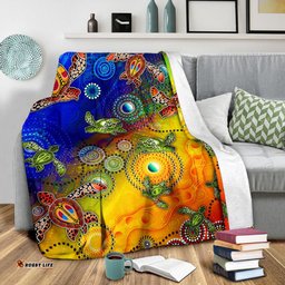 Amazing Aussie Australia Aboriginal Inspired Turtle Art Ocean Galaxy Dot Painting Blanket