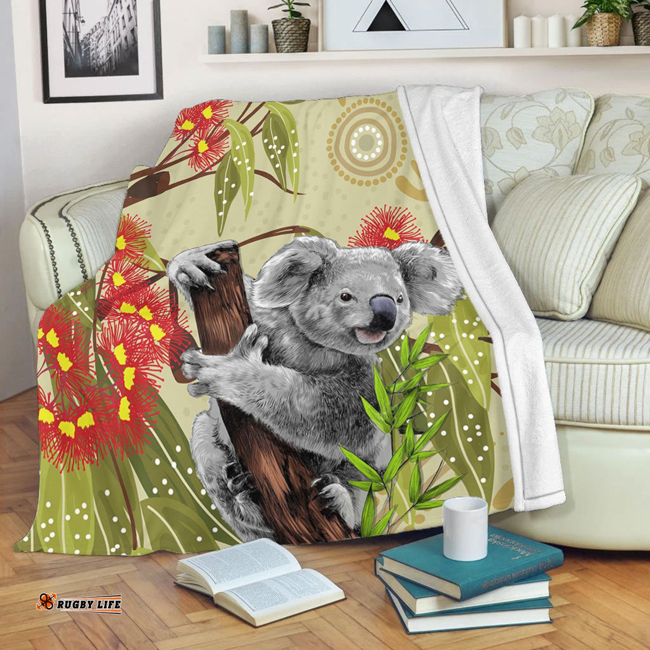 Amazing Aussie Australia Aboriginal Art Painting With Koala And Gumtree Blanket