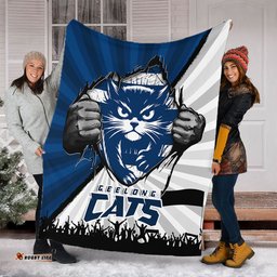 Amazing Aussie Geelong Cats Breaking Through Fan Design Blanket