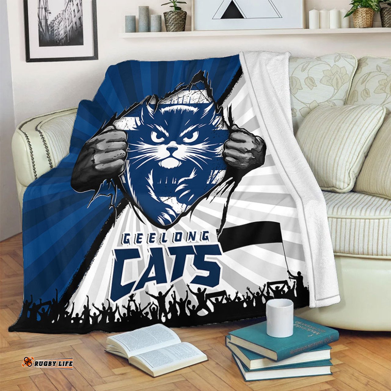 Amazing Aussie Geelong Cats Breaking Through Fan Design Blanket