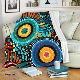 Australia Aboriginal Blanket - Traditional Australian Aboriginal Native Design (Black) Ver 4 Blanket