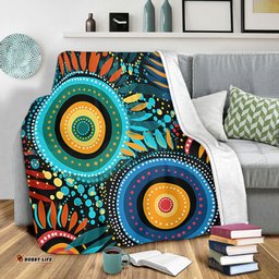 Australia Aboriginal Blanket - Traditional Australian Aboriginal Native Design (Black) Ver 4 Blanket