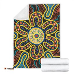 Australia Dot Painting Inspired Aboriginal Blanket - Aboriginal Dot Art Color Inspired Blanket