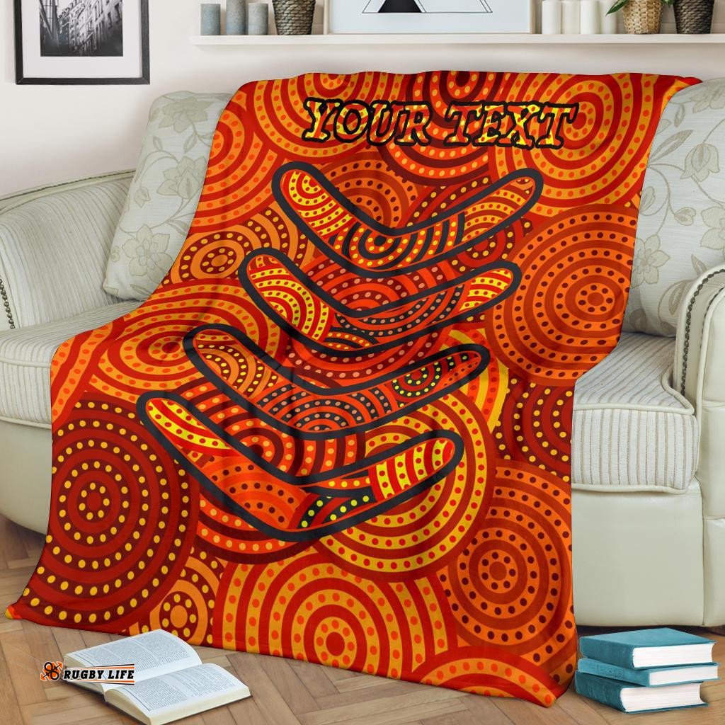 Aboriginal Personalised Premium Blanket Aboriginal Boomerangs And Dot Circle
