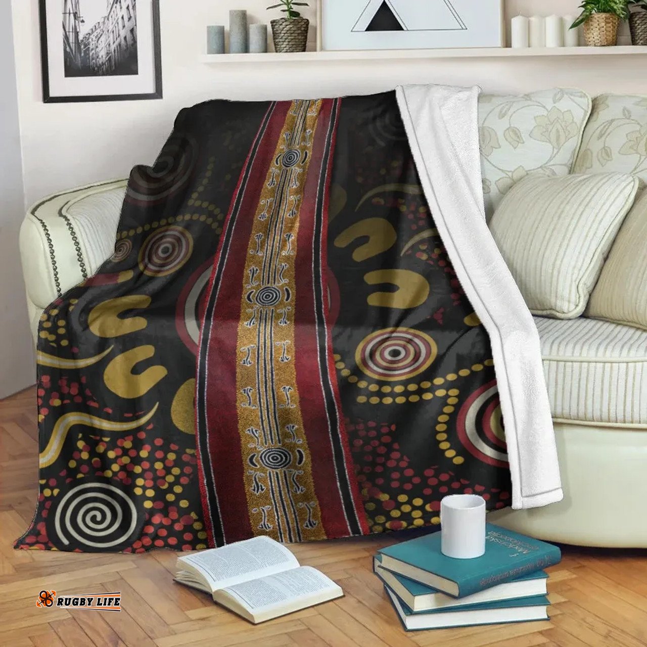 Amazing Aussie Australia Aboriginal Inspired Dot Panting Art Stripe Lines Blanket