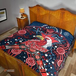 Roosters Rugby Premium Blanket Boomerang Indigenous Dots