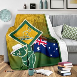 Premium Blanket Aus Flag and Coat Of Arms Blanket Kangaroo and Koala Sign