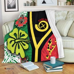 Amazing Aussie Australia South Sea Islanders Vanuatu Flag With Habiscus Flowers Blanket
