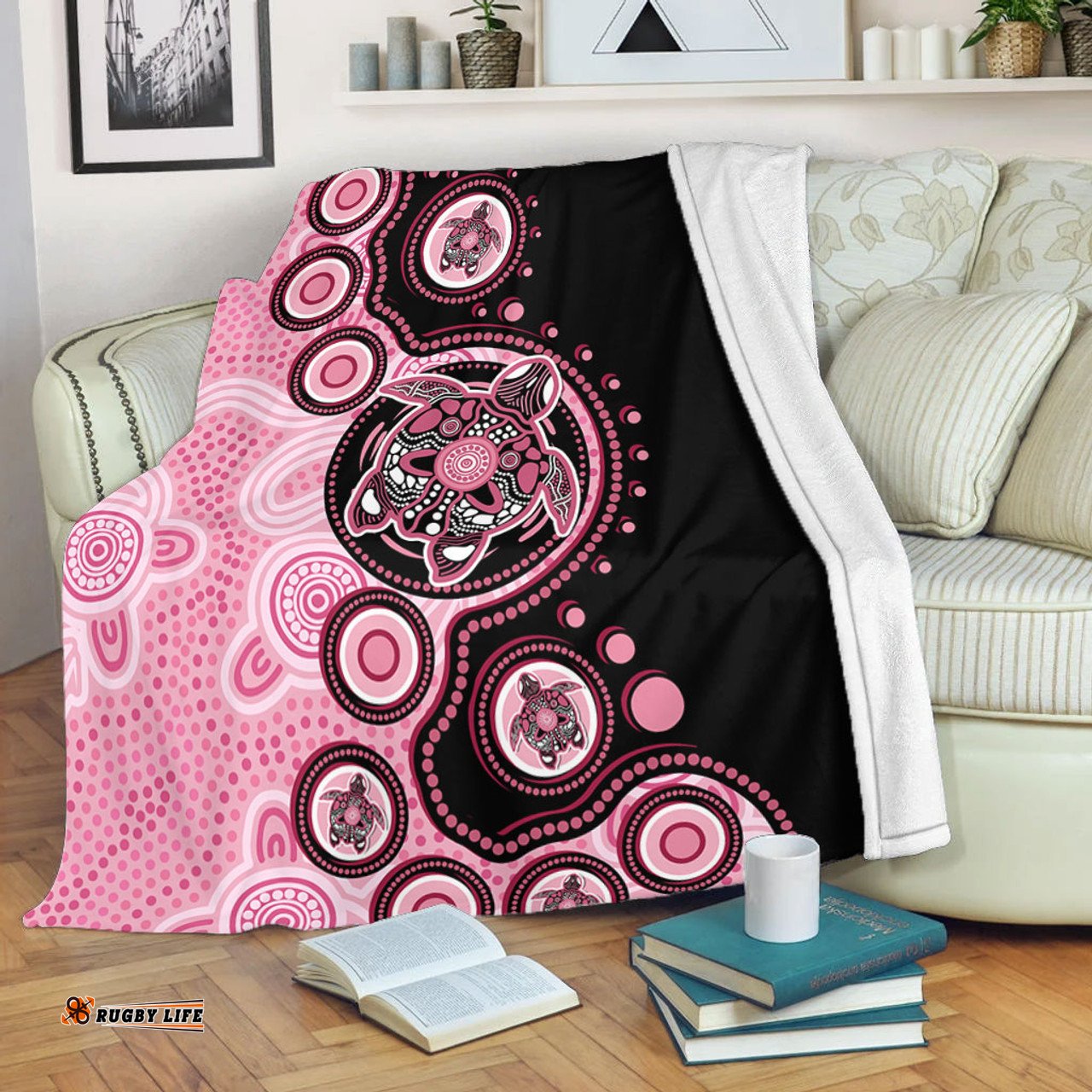 Amazing Aussie Australia Indigenous Turtle Aboriginal Dot Art Pink Blanket