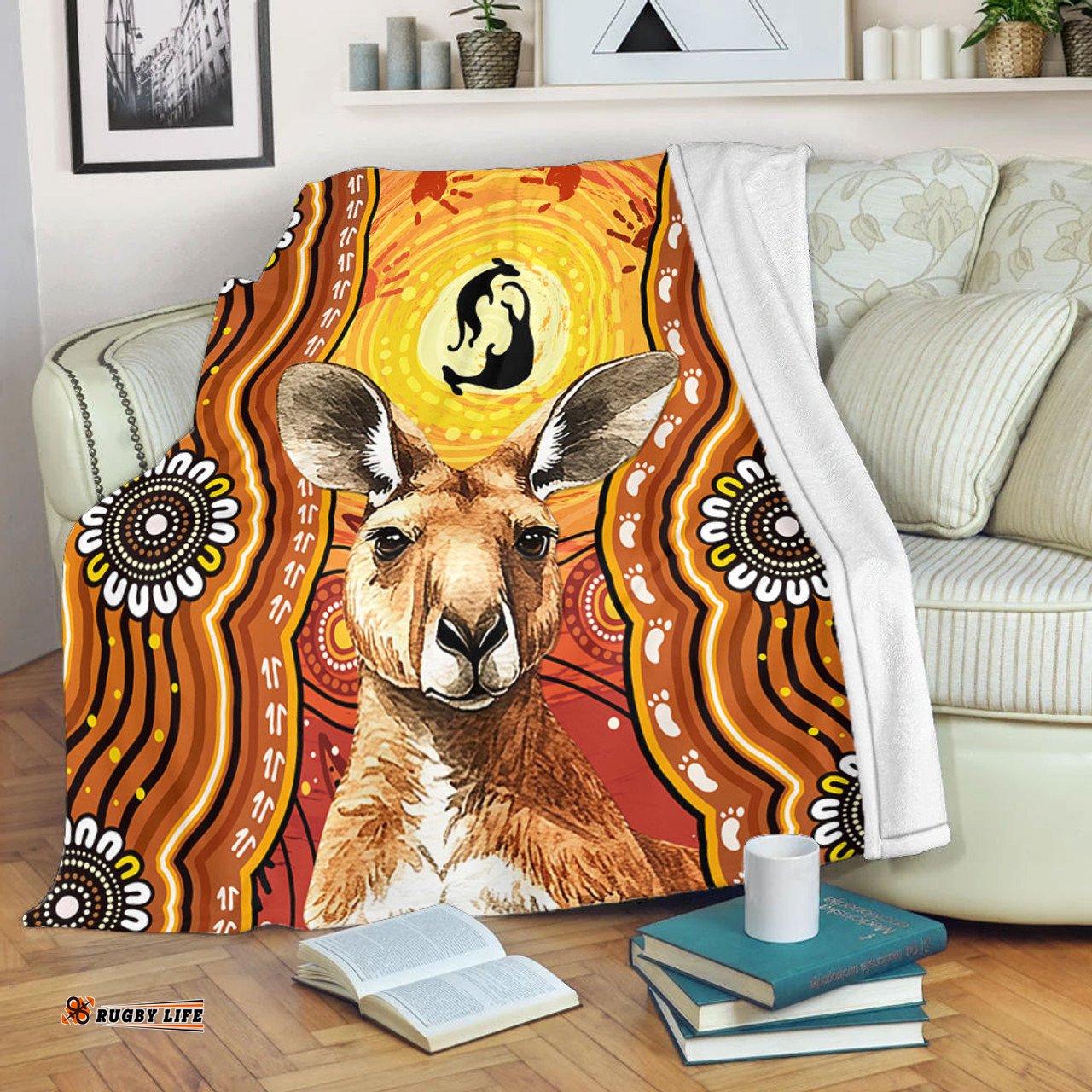 Amazing Aussie Australia Aboriginal Kangaroo Dreaming With Dot Art Blanket