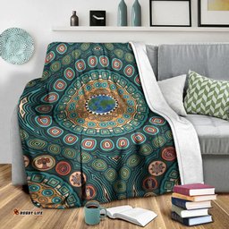 Amazing Aussie Australia Aboriginal Inspired Green Dot Painting With Earth Blanket