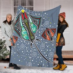 Australia Aboriginal Blanket - Stingray Art In Aboriginal Dot Style Blanket