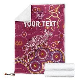 Custom Personalised Maroons Rugby Permium Blanket Kangaroo Indigenous Pattern Unique Version
