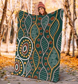 Amazing Aussie Australia Aboriginal Inspired Indigenous Patterns Green Blanket