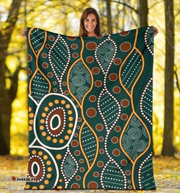 Amazing Aussie Australia Aboriginal Inspired Indigenous Patterns Green Blanket