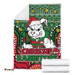 South Sydney Rabbitohs Custom Blanket - Christmas Knit Patterns Vintage Jersey Ugly Blanket