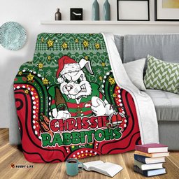 South Sydney Rabbitohs Custom Blanket - Christmas Knit Patterns Vintage Jersey Ugly Blanket